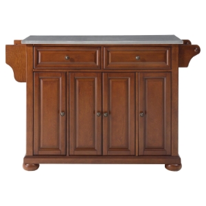 Alexandria Stainless Steel Top Kitchen Island - Classic Cherry 