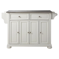 Alexandria Stainless Steel Top Kitchen Island - White