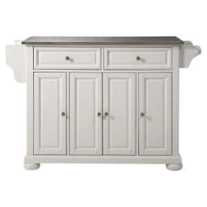 Alexandria Stainless Steel Top Kitchen Island - White 