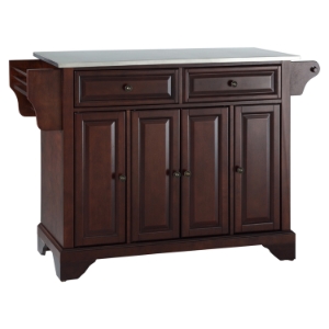 LaFayette Stainless Steel Top Kitchen Island - Vintage Mahogany 
