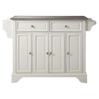 LaFayette Stainless Steel Top Kitchen Island - White