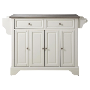 LaFayette Stainless Steel Top Kitchen Island - White 