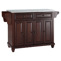 Cambridge Stainless Steel Top Kitchen Island - Vintage Mahogany