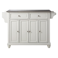 Cambridge Stainless Steel Top Kitchen Island - White