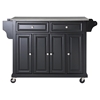 Stainless Steel Top Kitchen Cart/Island - Casters, Black - CROS-KF30002EBK