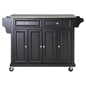 Stainless Steel Top Kitchen Cart/Island - Casters, Black 