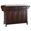 Stainless Steel Top Kitchen Cart/Island - Casters, Vintage Mahogany - CROS-KF30002EMA