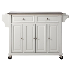 Stainless Steel Top Kitchen Cart/Island - Casters, White 