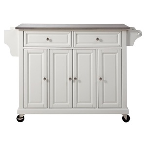 Stainless Steel Top Kitchen Cart/Island - Casters, White 