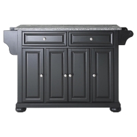 Alexandria Solid Granite Top Kitchen Island - Black