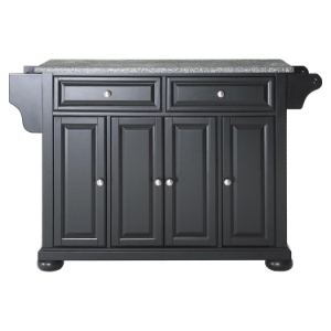 Alexandria Solid Granite Top Kitchen Island - Black 