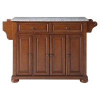 Alexandria Solid Granite Top Kitchen Island - Classic Cherry