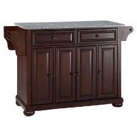 Alexandria Solid Granite Top Kitchen Island - Vintage Mahogany