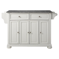 Alexandria Solid Granite Top Kitchen Island - White