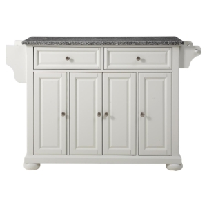 Alexandria Solid Granite Top Kitchen Island - White 