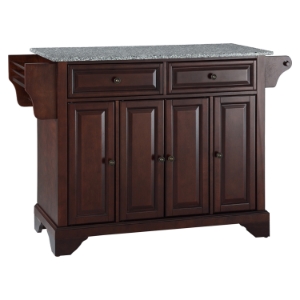 LaFayette Solid Granite Top Kitchen Island - Vintage Mahogany 