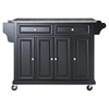 Solid Granite Top Kitchen Cart/Island - Casters, Black - CROS-KF30003EBK
