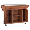 Solid Granite Top Kitchen Cart/Island - Casters, Classic Cherry - CROS-KF30003ECH