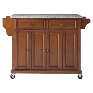 Solid Granite Top Kitchen Cart/Island - Casters, Classic Cherry 