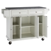 Solid Granite Top Kitchen Cart/Island - Casters, White - CROS-KF30003EWH