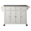 Solid Granite Top Kitchen Cart/Island - Casters, White - CROS-KF30003EWH
