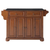 Alexandria Solid Black Granite Top Kitchen Island - Classic Cherry
