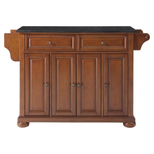 Alexandria Solid Black Granite Top Kitchen Island - Classic Cherry 