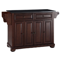 Alexandria Solid Black Granite Top Kitchen Island - Vintage Mahogany