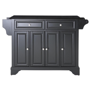 LaFayette Kitchen Island - Black Granite Top, Black Finish 