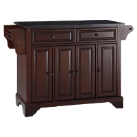 LaFayette Kitchen Island - Black Granite Top, Vintage Mahogany