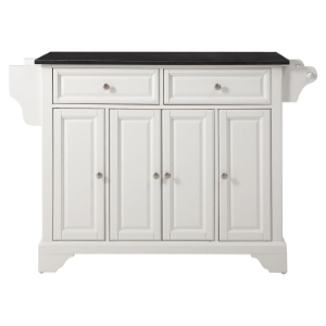 LaFayette Kitchen Island - Black Granite Top, White Finish 
