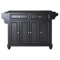 Cambridge Solid Black Granite Top Kitchen Island - Black