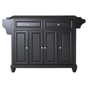 Cambridge Solid Black Granite Top Kitchen Island - Black 