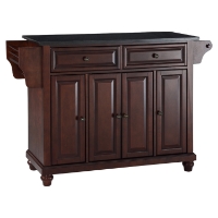 Cambridge Solid Black Granite Top Kitchen Island - Vintage Mahogany