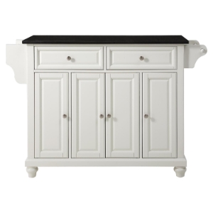 Cambridge Solid Black Granite Top Kitchen Island - White 