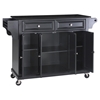 Solid Black Granite Top Kitchen Cart/Island - Casters, Black - CROS-KF30004EBK