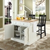 Butcher Block Top Kitchen Island with Black House Stools - White - CROS-KF300062WH