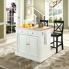 Butcher Block Top Kitchen Island with Black X-Back Stools - White - CROS-KF300063WH
