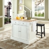 Butcher Block Top Kitchen Island and Saddle Stools - White - CROS-KF300064WH