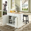 Butcher Block Top Kitchen Island and Saddle Stools - White - CROS-KF300064WH