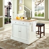 Butcher Block Top Kitchen Island with Square Seat Stools - White - CROS-KF300065WH