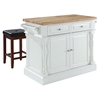 Butcher Block Top Kitchen Island with Square Seat Stools - White - CROS-KF300065WH