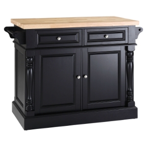 Butcher Block Top Kitchen Island - Black 