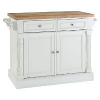 Butcher Block Top Kitchen Island - White