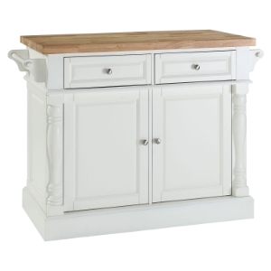 Butcher Block Top Kitchen Island - White 