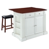 Drop Leaf Breakfast Bar Top Kitchen Island in White with 24" Cherry Stools - CROS-KF300074WH