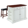 Drop Leaf Breakfast Bar Top Kitchen Island in White with 24" Cherry Stools - CROS-KF300074WH