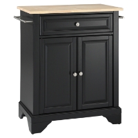 LaFayette Kitchen Island - Natural Wood Top, Portable, Black