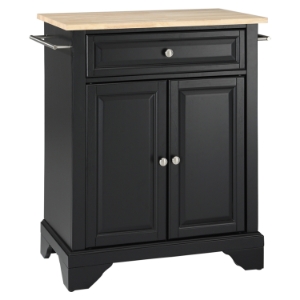 LaFayette Kitchen Island - Natural Wood Top, Portable, Black 