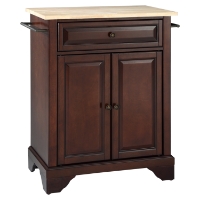 LaFayette Kitchen Island - Natural Wood Top, Portable, Vintage Mahogany